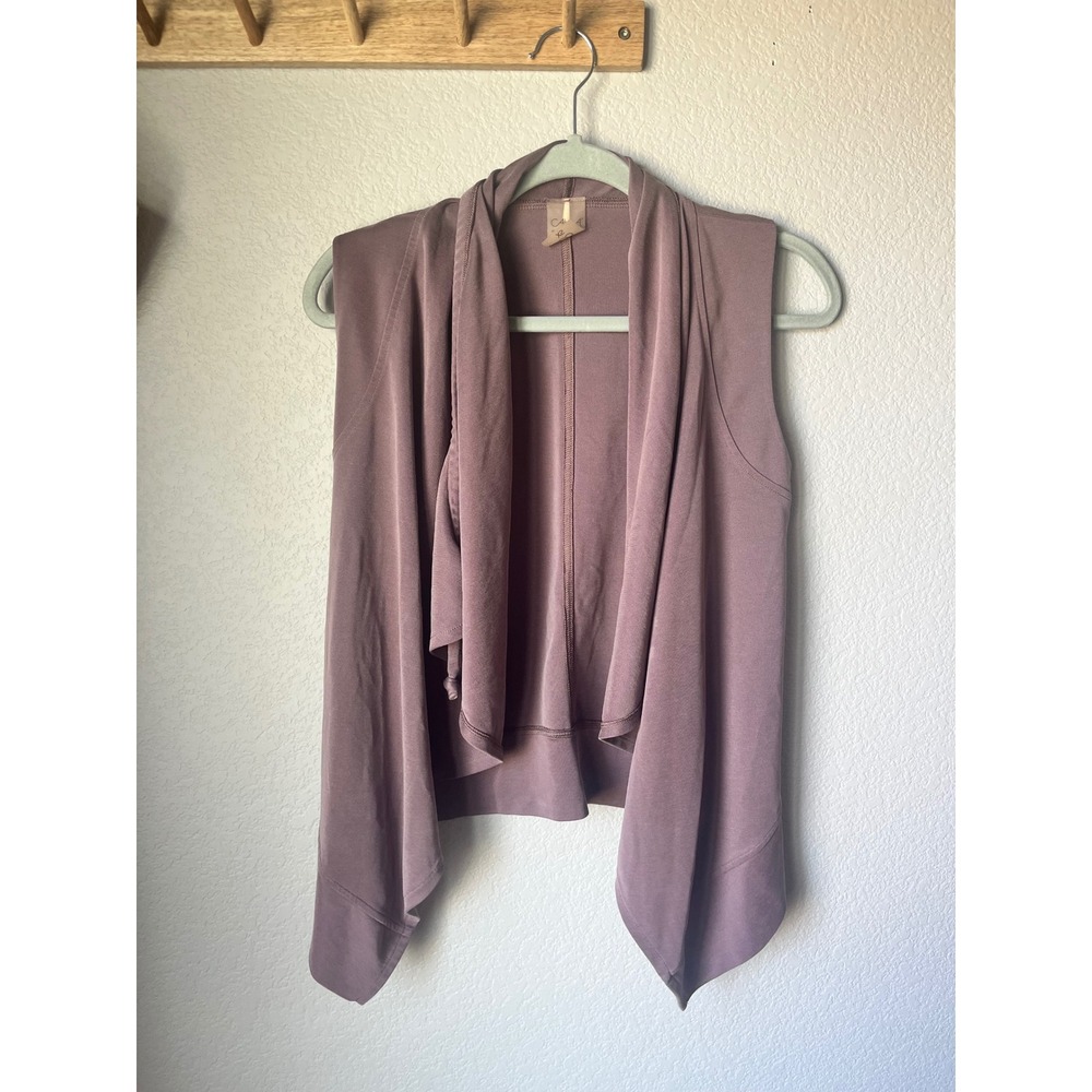 Calia by Carrie Underwood Womens XS Mauve Purple Draped Open Front Vest Cardigan